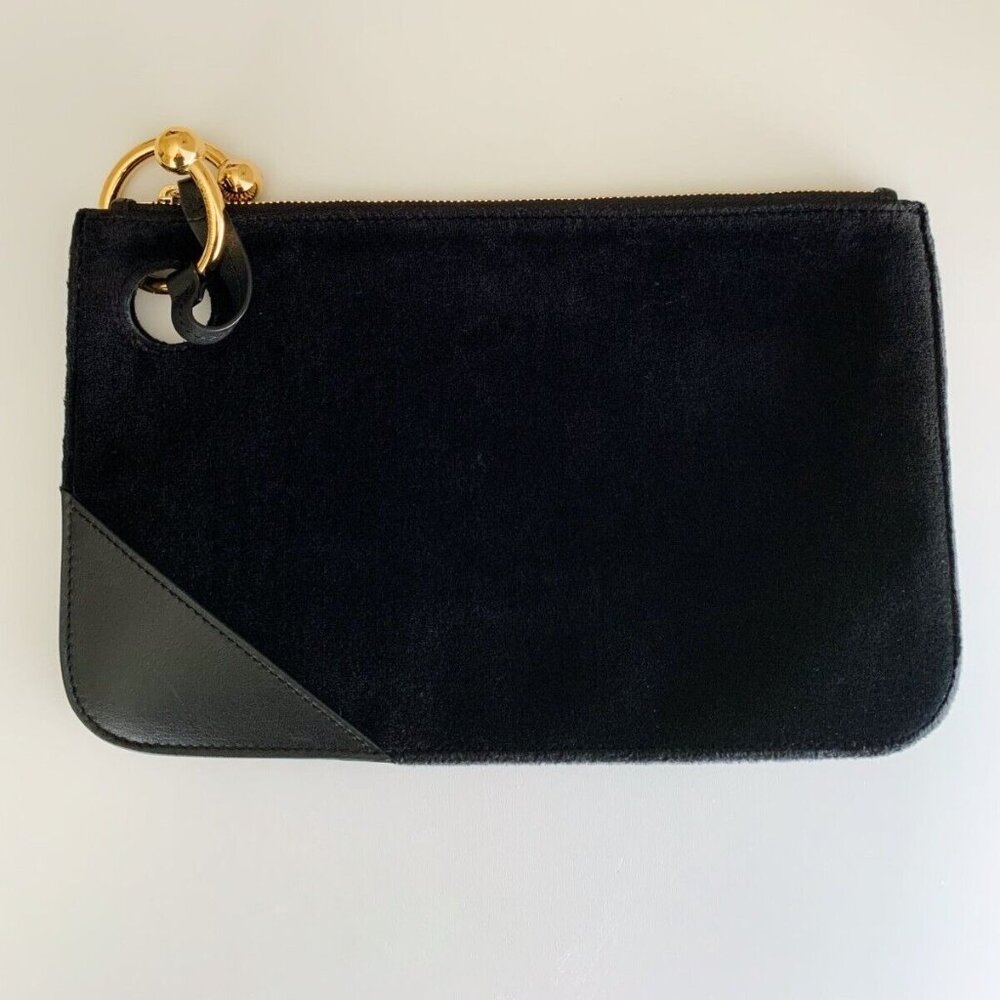 Women's JW ANDERSON Pierce Black Velvet Leather Clutch